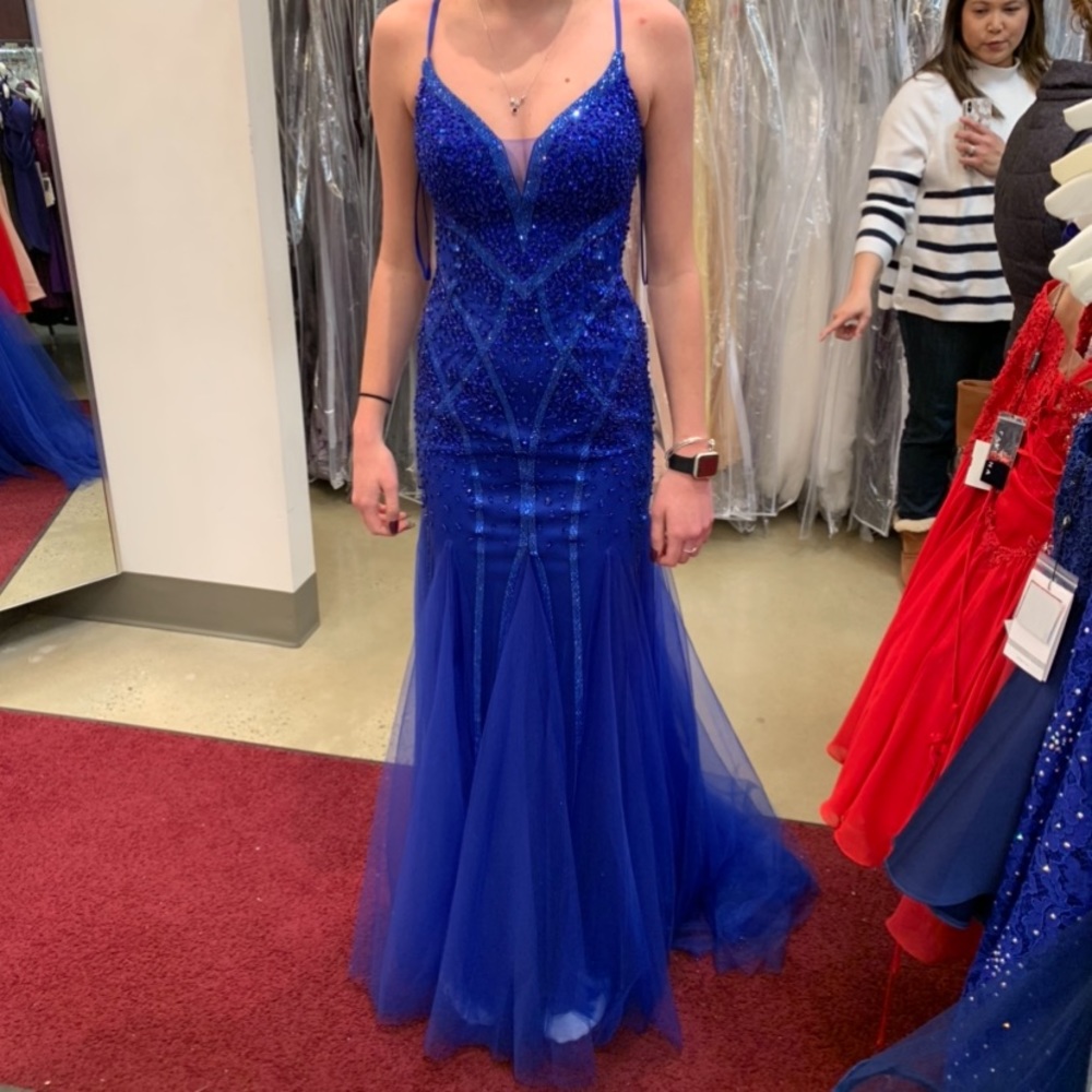 Royal Blue Mermaid Sequin Prom Formal Dress